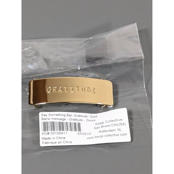Keep Collective Say Something Gratitude Bar Gold Tone Slide Charm NEW - Picture 3 of 4